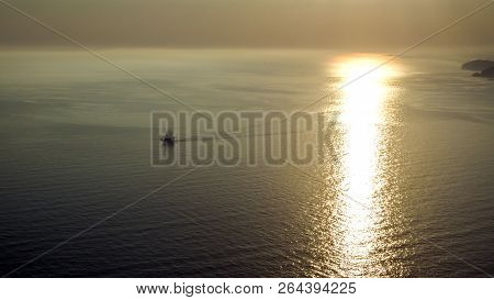 View From The Fortress Calais. Sunset At The Beach In Alanya, Turkey. View Of The Castle Hill And Se