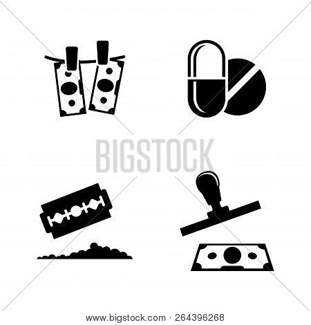 Criminal Business Drug Trafficking. Simple Related Vector Icons Set For Video, Mobile Apps, Web Site