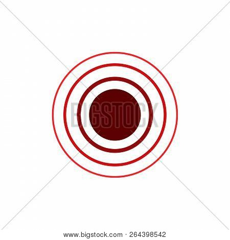 Red Concentric Rings. Epicenter Theme. Simple Flat Vector Illustration Isolated On White Background.