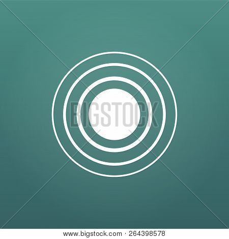 White Concentric Rings. Epicenter Theme. Simple Flat Vector Illustration Isolated On Modern Backgrou