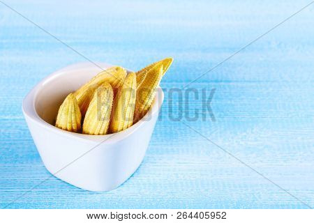 Baby Sweetcorn Or Mini Corn. It Is Typically The Eaten Whole Cob Included For The Human Consumption.