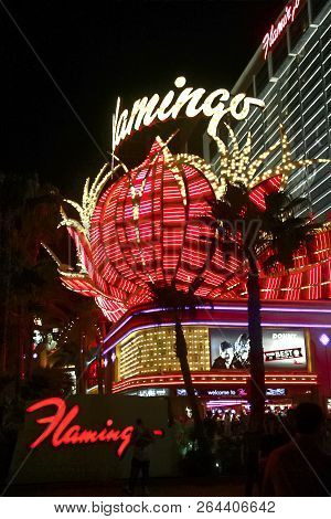 Las Vegas, Nv/usa - Sep 16,2018: Exterior Views Of The Flamingo Casino Resort On The Las Vegas Strip