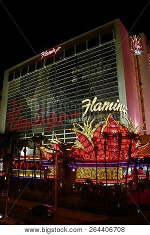 Las Vegas, Nv/usa - Sep 16,2018: Exterior Views Of The Flamingo Casino Resort On The Las Vegas Strip