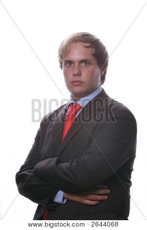 Retrato de homem de negócios jovem isolado no branco