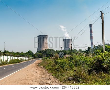 The Cooling Towers  Of Mejia Thermal Power Station.