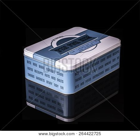 Swindon, Uk - October 14, 2018: The Original Tin For Him For Important Bits And Pieces On A Black Ba