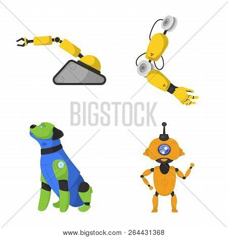 Vector Design Of Robot And Factory Sign. Set Of Robot And Space Stock Vector Illustration.