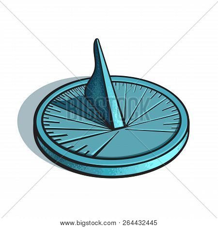 Sundial. Sun Clock. Hand Drawn Vector Illustration.