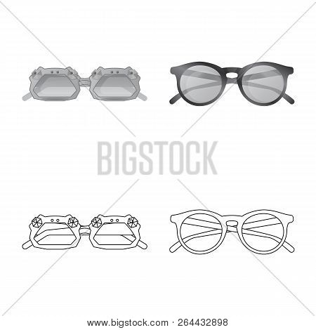 Vector Illustration Of Glasses And Sunglasses Symbol. Collection Of Glasses And Accessory Vector Ico