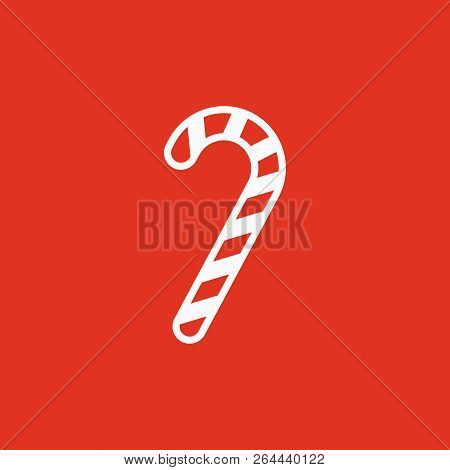 Candy Cane Icon. New Year And Xmas, Christmas, Winter Symbol. Flat Design. Stock - Vector Illustrati
