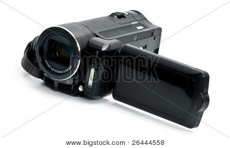 흰 배경에 고립 된 디지털 캠코더