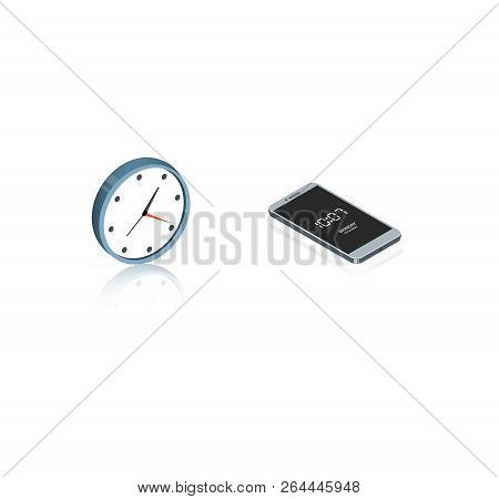 Isometric Clock. Electronic Clock Isometria. Smartphone Isometric