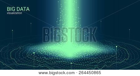 Big Data Vector Visualization. 3d Futuristic Cosmic Design. Technology Background. Visual Presentati