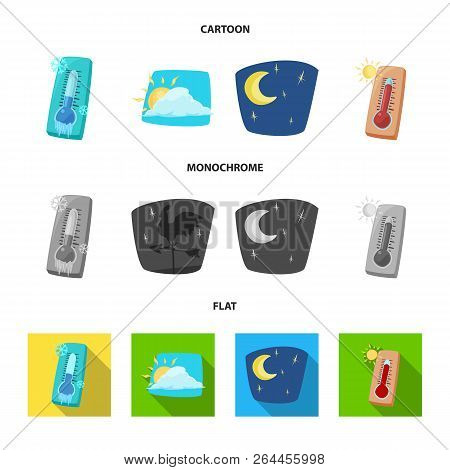 Vector Design Of Weather And Climate Symbol. Collection Of Weather And Cloud Stock Vector Illustrati