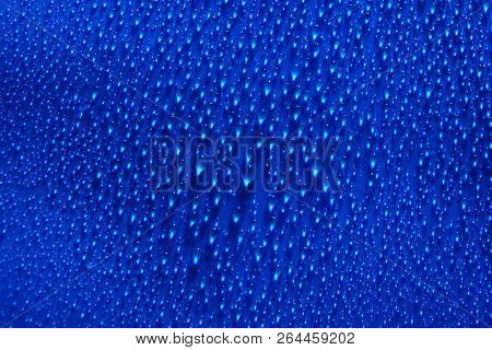 Water Drops Abstract Blue Background Close Up