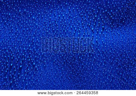 Water Drops Abstract Blue Background Close Up