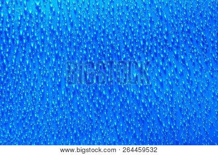 Water Drops Abstract Blue Background Close Up