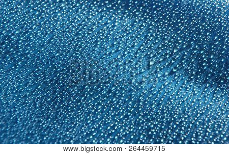 Water Drops Abstract Blue Background Close Up