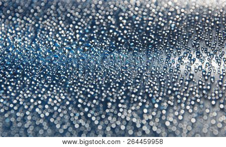 Water Drops Abstract Festive Grey Steel Background Close Up