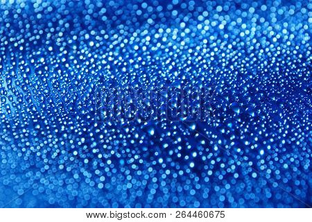 Water Drops Abstract Blue Background Close Up