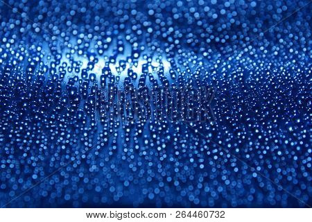 Water Drops Abstract Blue Background Close Up
