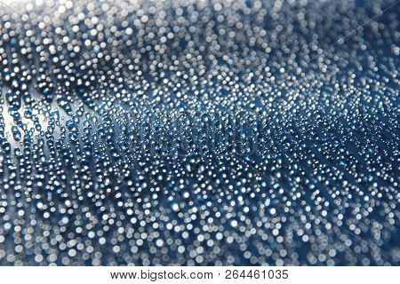 Water Drops Abstract Festive Grey Steel Background Close Up