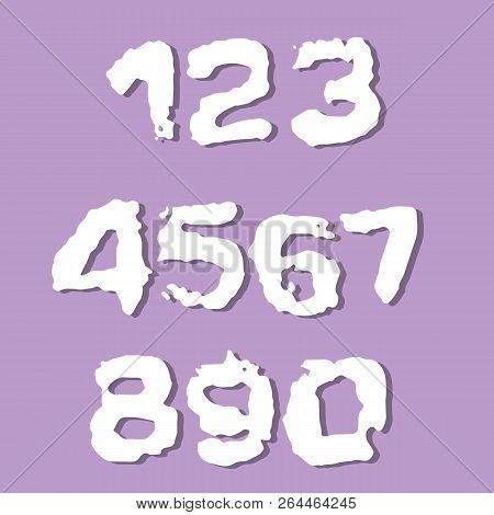 Drunge Numbers Set. Stamp Ink Digits. Vector Illustration.