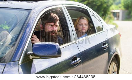Car With Open Windows And Passenger. Business Lady Passenger Has Private Driver. Personal Assistant 