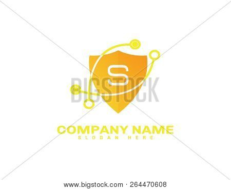 Technology Shield Logo - White Background Illustartion Design