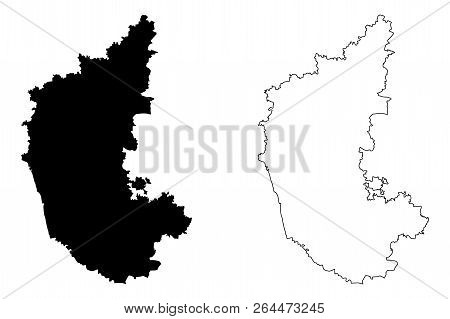 Karnataka (states And Union Territories Of India, Federated States, Republic Of India) Map Vector Il