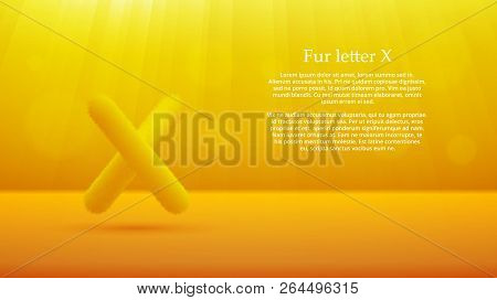 Product Display Or Advertising Concept Template. Vector Illustration Of Fur Letter X Over Xanthic Co