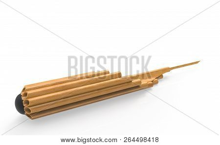 3d Rendering. Perspective View Of Traditional Thai Blow Musical Flute, Bamboo Pan Pipe Khean With Cl