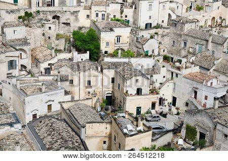 Matera White Stone Houses Of Historical Centre Sasso Barisano Of Old Ancient Town Sassi Di Matera, E