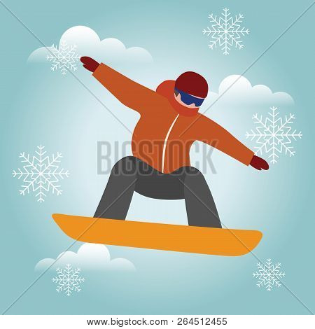 Isometric Isolated Vector Man Snowboarder. Urban Style And Hot Tricks In Park. Snowboarding, Winter 