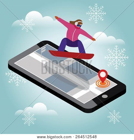 Isometric Vector Woman Has Boarding In City. Urban Style And Hot Tricks In Park. Videos And Photos K