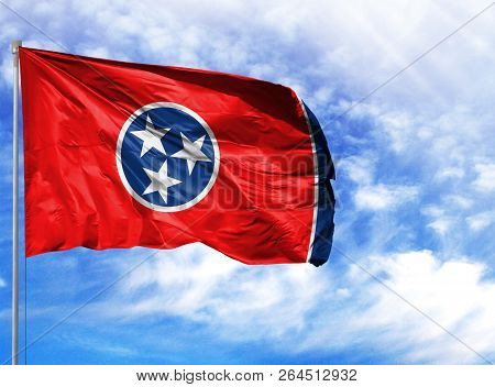 Flag State Of Tennessee On A Flagpole