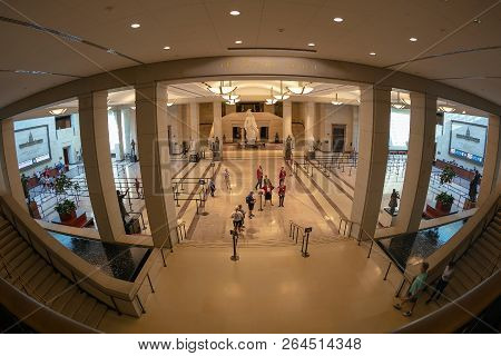 Washington Dc, Usa-september 4,2018: The United States Capitol Visitor Center (cvc) Is A Large Under