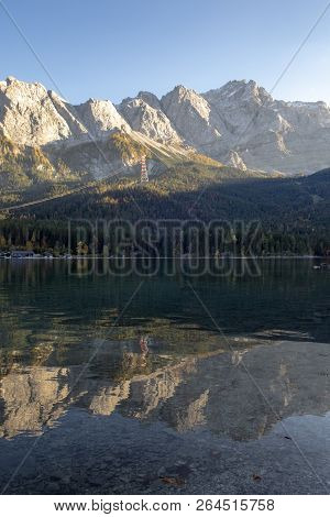 Zugspitze Seen From The Eibsee In Fall
