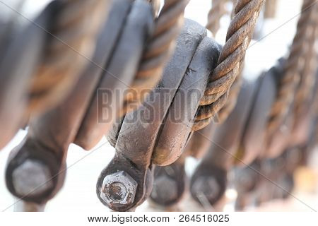 Closeup Of A Serie Of Big Halyards