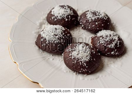 Mini Chocolate Brownie Wet Cookies With Coconut Powder / Turkish Islak Kurabiye.