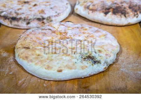 Kubdari With Meat. Traditional Georgian Dish, Svaneti, Georgia