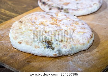 Kubdari With Meat. Traditional Georgian Dish, Svaneti, Georgia