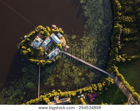 The Holy-vvedensky Nunnery In The Vladimir Region. On The Island. Aerial View.