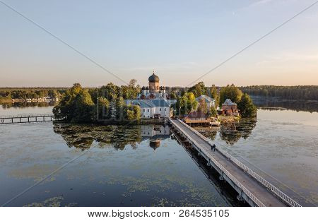 The Holy-vvedensky Nunnery In The Vladimir Region. On The Island. Aerial View.