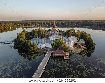 The Holy-vvedensky Nunnery In The Vladimir Region. On The Island. Aerial View.