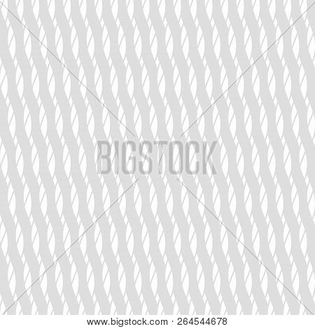 Delicate Seamless Pattern With Diagonal Ropes, Stripes, Slanted Lines. Vector Abstract White And Lig