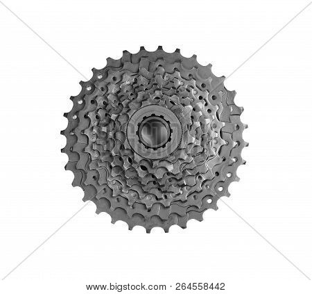 Modern Bicycle Cogset On White Background, Top View