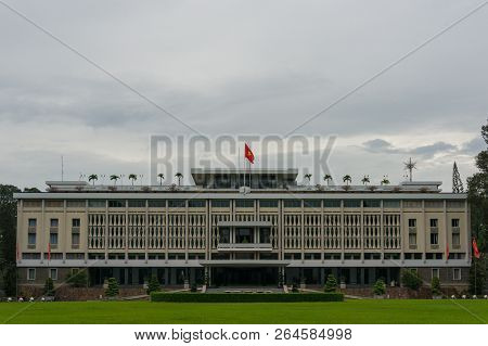 Ho Chi Minh City, Vietnam - August 23, 2017: Independence Palace Building Exterior In Hcmc In Vietna