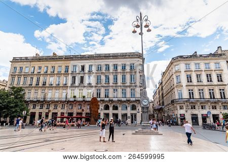 Bordeaux, France - July 22, 2018: Place De La Comedie Or Comedy Square In City Centre Of Bordeaux Wi