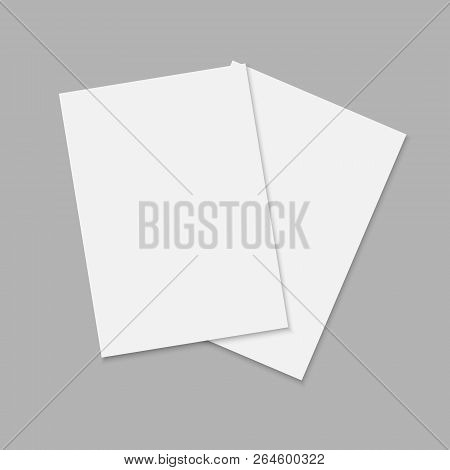Journal Or Magazine Mockup With Sheet Of A4. Blank Front Template For Brochure Design.